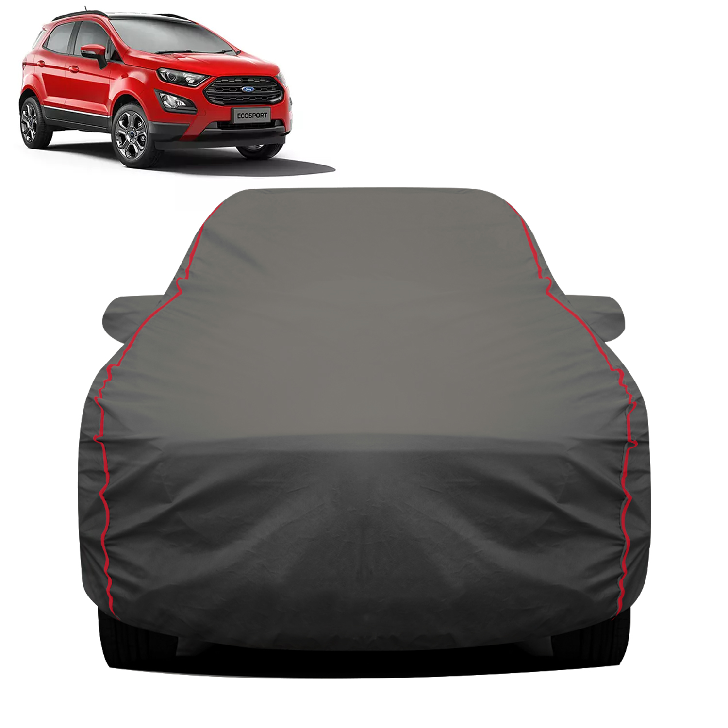 Carzex 2X2 Heavy Duty Red Border Car Body Cover for ford Ecosports New